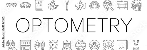 optometry vision eye glasses icons set vector