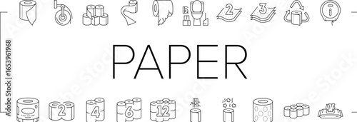 toilet paper tissue roll soft icons set vector