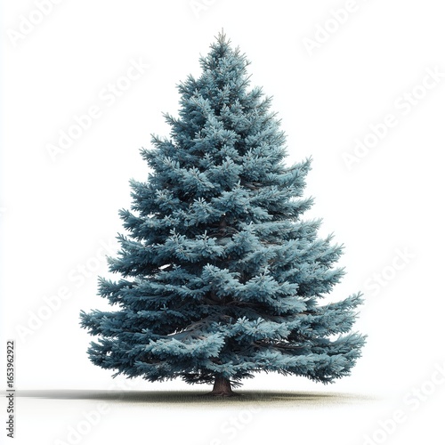 3D Model of Blue - Needled Spruce Tree, Landscape Design/Decoration Material, Isolated on White Background, High - Detail Pinaceae Plant