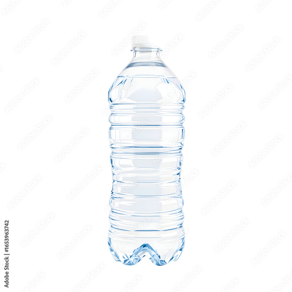Fototapeta premium Clear plastic bottle filled with refreshing, pure water on a white background