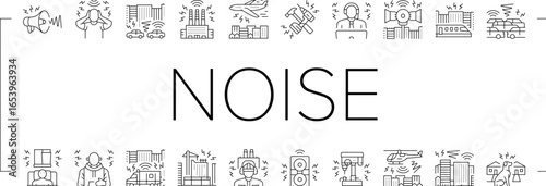 noise pollution icons set vector
