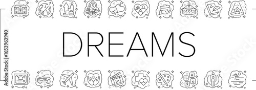 human dreams icons set vector