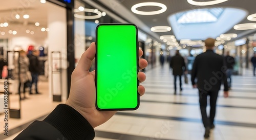 Wallpaper Mural Smartphone Mockup in Shopping Mall with Green Screen for Sponsorship Ad Torontodigital.ca