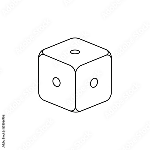 A white die with two dots on its visible faces.