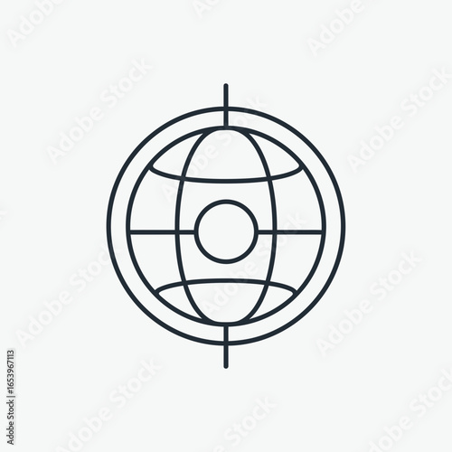 Stylized globe icon with crosshairs symbolizing global targeting.