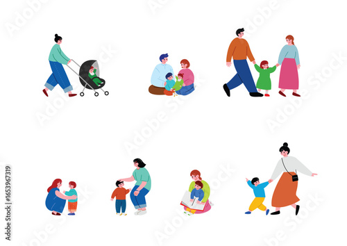 親子のイラストセット