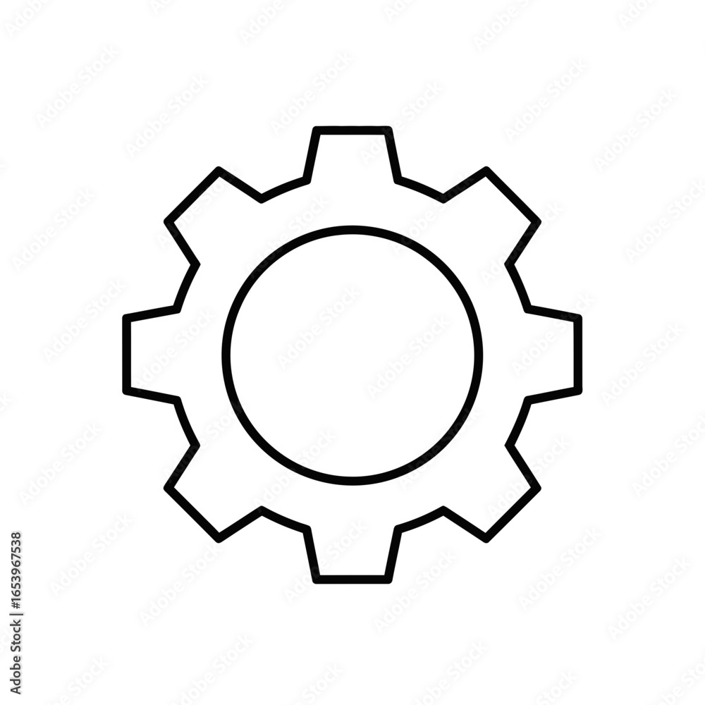 Outline of a single gear cog on a white background. Outline of a single gear cog on a white background.