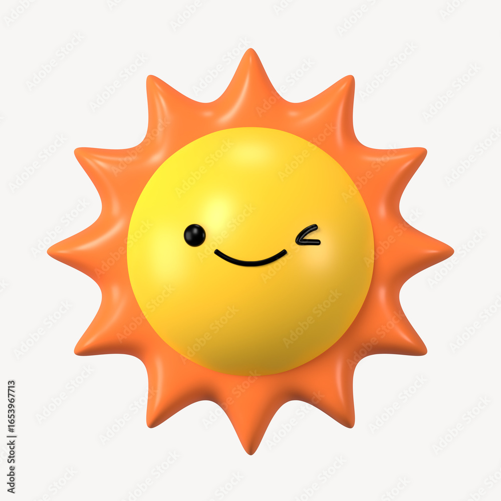 3D winking eyes sun, emoticon illustration 3D winking eyes sun, emoticon illustration