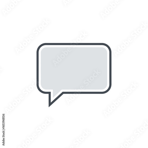 A simple grey speech bubble icon on a white background.