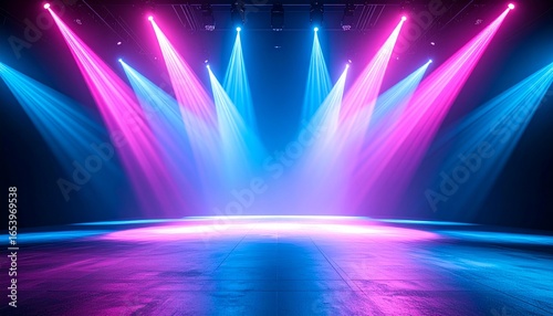 Colorful Stage Lighting with Blue and Pink Spotlights
