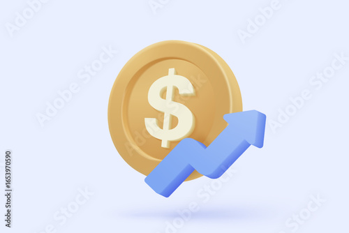 3D money coin saving on pastel background. bundles cash and floating coins exchange with finance business concept, earning investment. 3d money icon vector rendering illustration