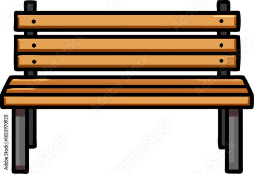 A wooden garden bench isolated on a clean white background