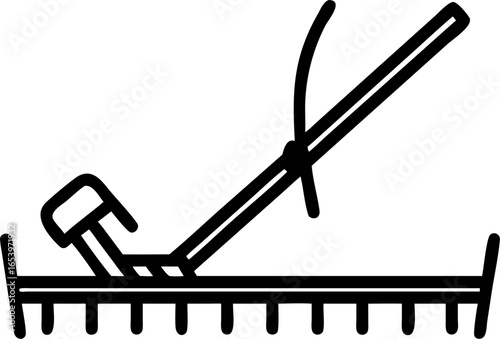 Garden hoe leaning against a wooden fence illustration