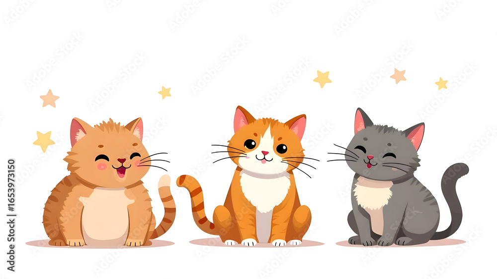Fototapeta premium Cartoon cats on white background