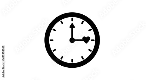 Vector art of clock with heart shaped second hand