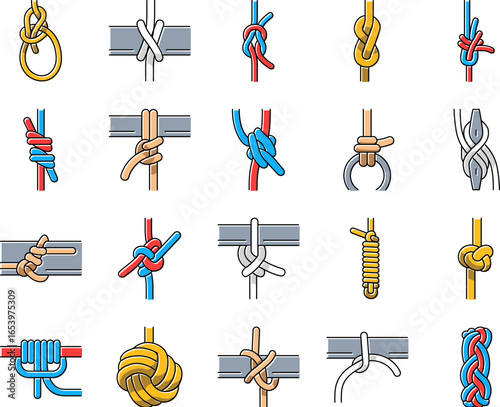 nautical knot rope marine icons set vector