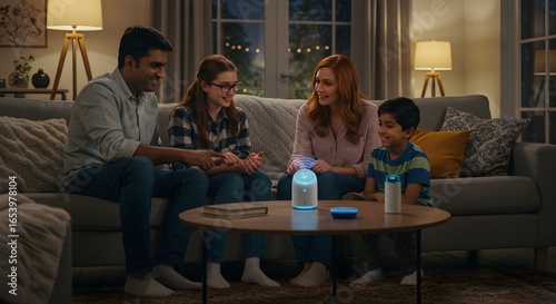 Family Bonding Indoors A Cozy Evening Together with Smart Technology