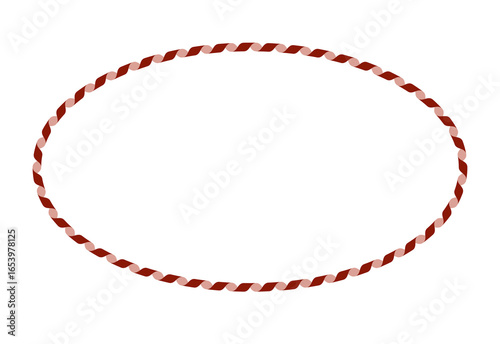 おしゃれな赤とピンクのリボンの紐の楕円フレーム