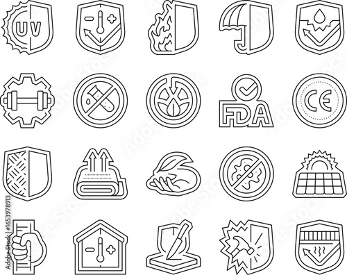 protection durability product icons set vector