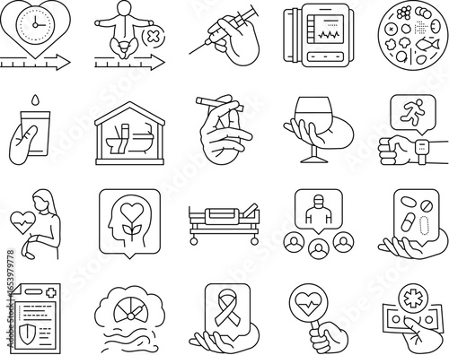 health indicators icons set vector
