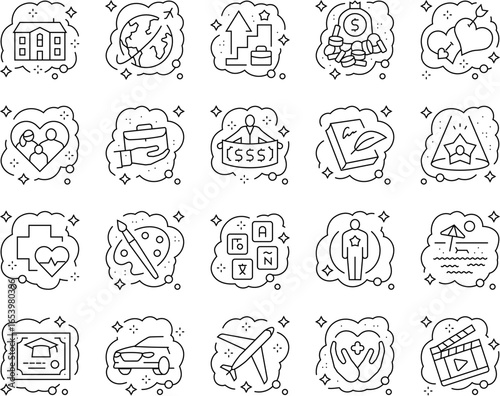 human dreams icons set vector