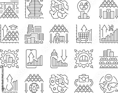 population growth icons set vector