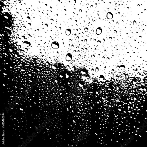 Rain drops on glass window black and white vector illustration rain water texture background effect 100