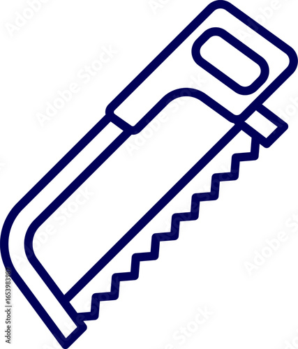 vector illustration of a hacksaw. Outline of a hacksaw which is useful for cutting metal but can also be used for cutting plastic and wood. hacksaw coping saw