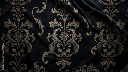 Seamless floral vintage gold wallpaper with an antique ornate flower pattern