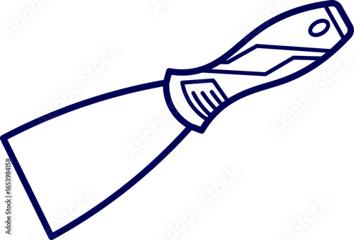 Vector of Putty knife icon on white. Paint scraper outline. Flat design style paint scraper illustration on black background
