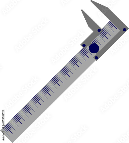 vector of Vernier caliper. Vector of a caliper scale. Vernier Caliper Flat Illustration - Precision Measuring Tool. The realistic vernier caliper and scale. Measuring tool and equipment.