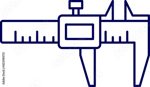 vector illustration of a Vernier caliper. Vernier Caliper Icon. Vector of a caliper scale. The realistic vernier caliper and scale. Measuring tool and equipment.