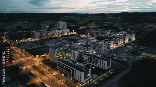 Wallpaper Mural Drone footage of Belval in Luxembourg during sunset Torontodigital.ca