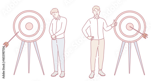 An illustration showing success vs. failure in goal setting and striving for improvement with effective strategies