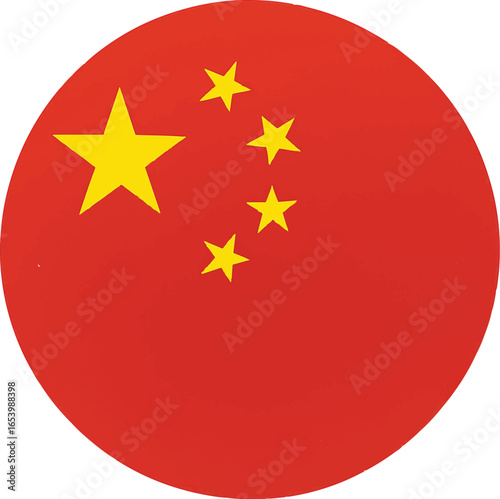 China Flag Circle Icon – Chinese Flag Round PNG Vector Illustration