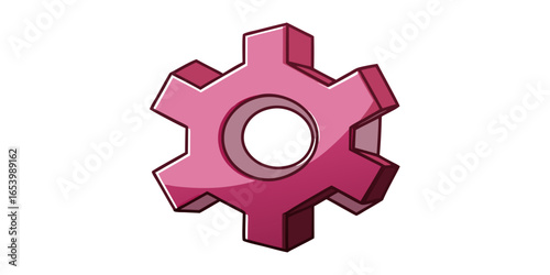 pink Gear Metal Cartoon creative design icons isolated. 3D Rendering in white background