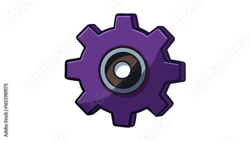 Dark purple Gear Metal Cartoon creative design icons isolated. 3D Rendering in white background