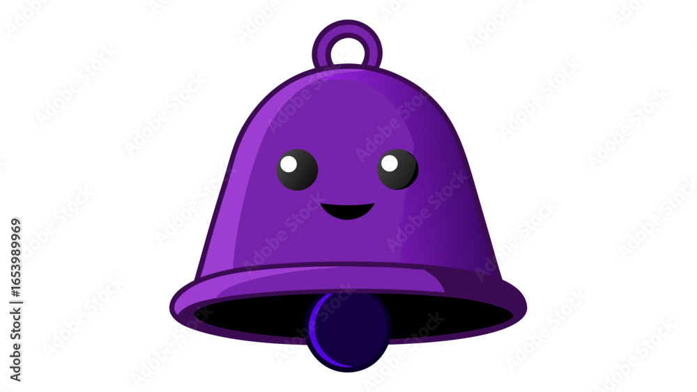 Naklejka premium 3D rendering dark purple bell Cartoon creative design icons isolated on white background vector illustration.