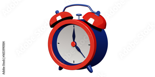 3D rendering dark navy blue red Alarm clock Cartoon creative design icons isolated on white background vector illustration.
