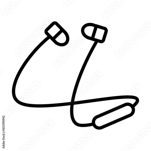 Icon of wireless earphones worn around the neck.