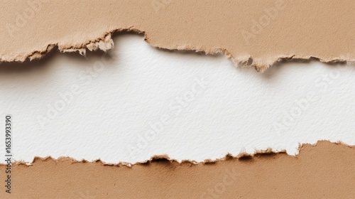 Ripped Kraft Paper Edges – Rustic Torn Border Frame with White Center – Minimal Texture Mockup Background
