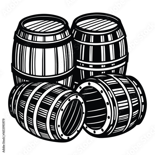 wooden barrel isolated on white background