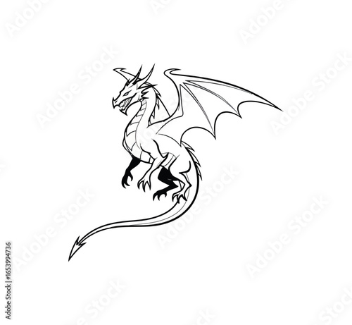 Black and white dragon graphic design