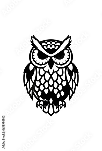 Black and white owl graphic design