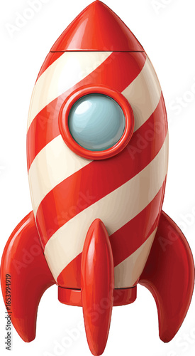 Candy Cane Rocket 3D Concept
