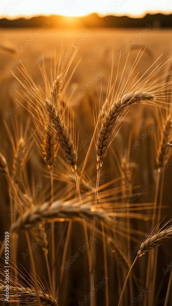Golden Wheat Field At Sunset Realistic Video With Dew Drops Golden Wheat Field At Sunset Realistic Video With Dew Drops