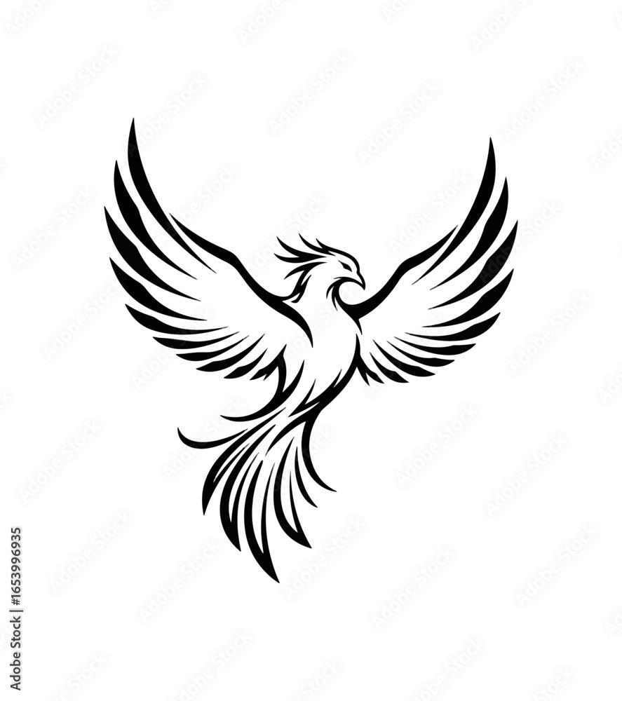 Fototapeta premium Dark bird flying graphic design element