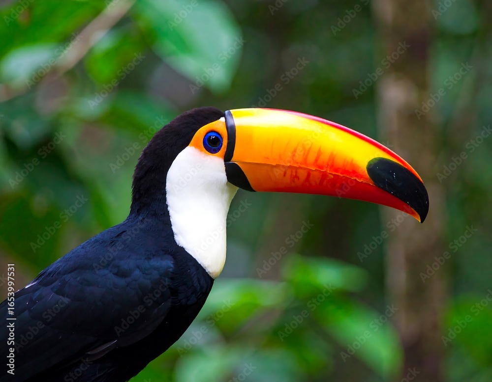 Naklejka premium Close-up toucan in jungle