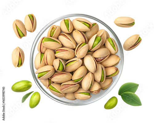Wallpaper Mural A bowl overflowing with delicious roasted pistachios and scattered around the bowl isolated on transparent background Torontodigital.ca