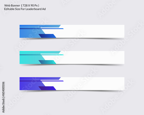 set of colorful web banner background for leaderboard ad with editable size